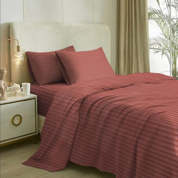 Bedsheets - Royal Stripe Bedsheet- Rust