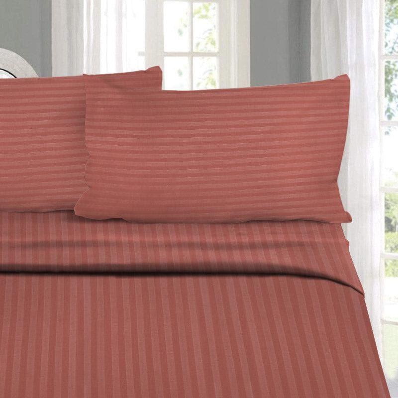 Buy Royal Stripe Bedsheet- Rust Bedsheets from Vaaree