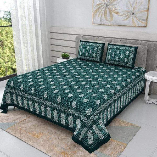 Buy Saanvi Ethnic Printed Bedsheet - Green Bedsheets from Vaaree