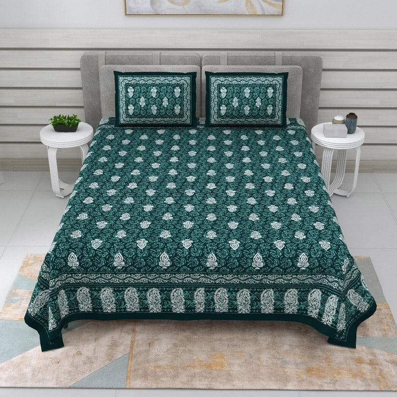 Buy Saanvi Ethnic Printed Bedsheet - Green Bedsheets from Vaaree