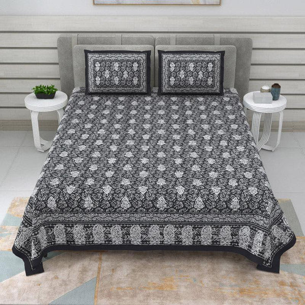 Buy Saanvi Ethnic Printed Bedsheet - Grey Bedsheets from Vaaree