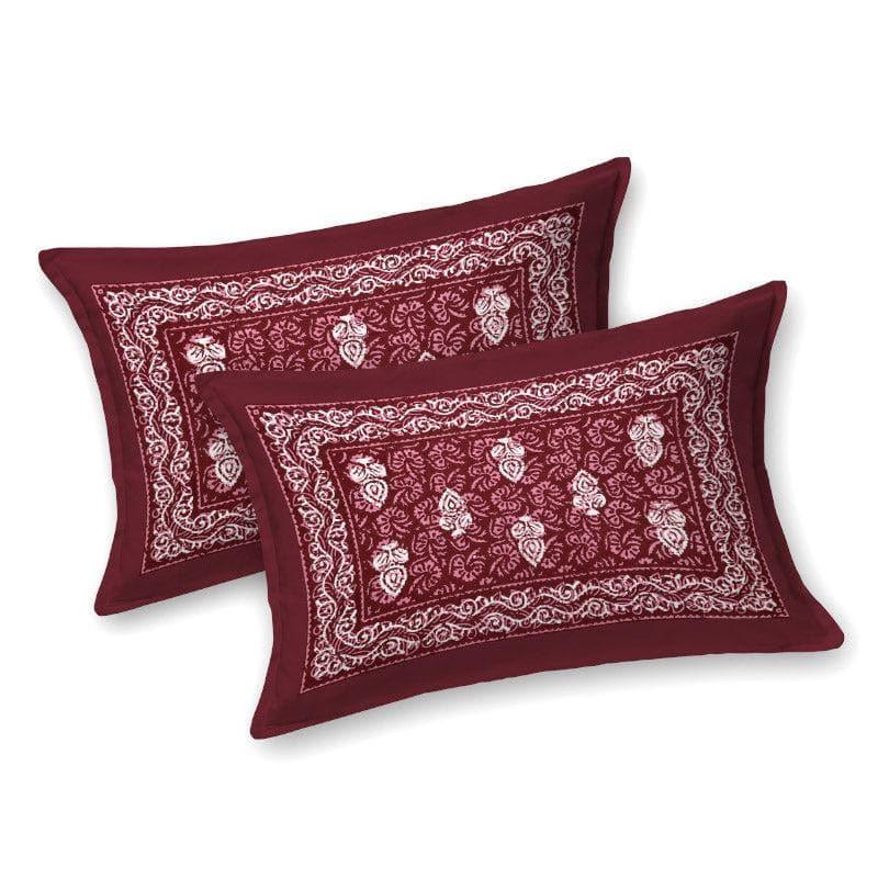 Buy Saanvi Ethnic Printed Bedsheet - Maroon Bedsheets from Vaaree