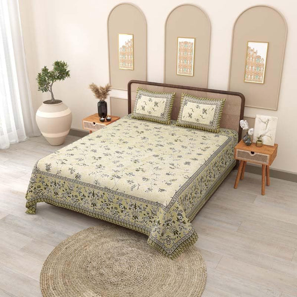 Buy Bedsheets - Saanvi Printed Bedsheet - Beige at Vaaree online