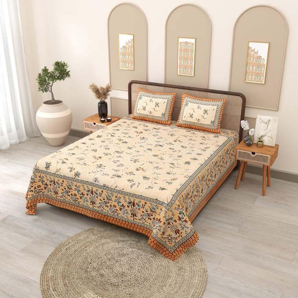 Buy Saanvi Printed Bedsheet - Orange Bedsheets from Vaaree