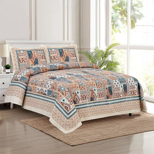 Bedsheets - Sachika Applique Printed Bedsheet - Orange