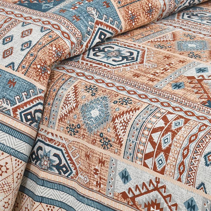 Buy Bedsheets - Sachika Applique Printed Bedsheet - Orange at Vaaree online
