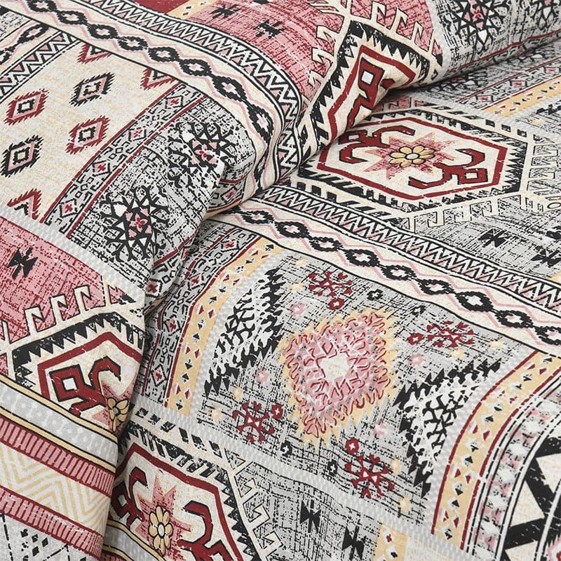 Buy Bedsheets - Sachika Applique Printed Bedsheet - Pink & Grey at Vaaree online