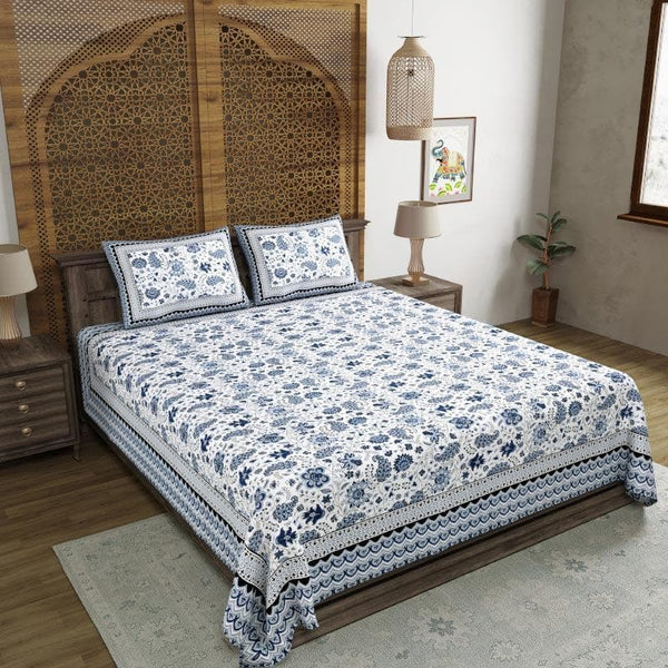 Buy Sage Blush Bedsheet - Blue Bedsheets from Vaaree