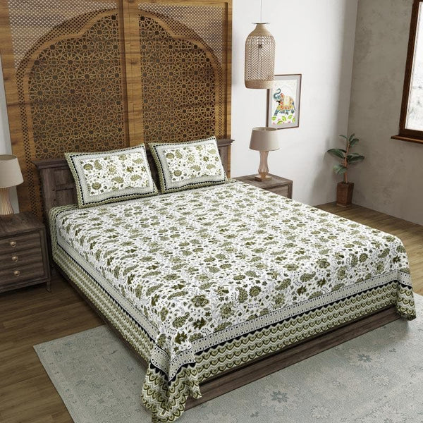 Buy Sage Blush Bedsheet - Green Bedsheets from Vaaree