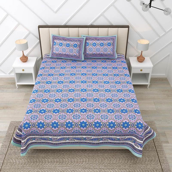 Buy Sakaris Floral Bedsheet - Blue Bedsheets from Vaaree