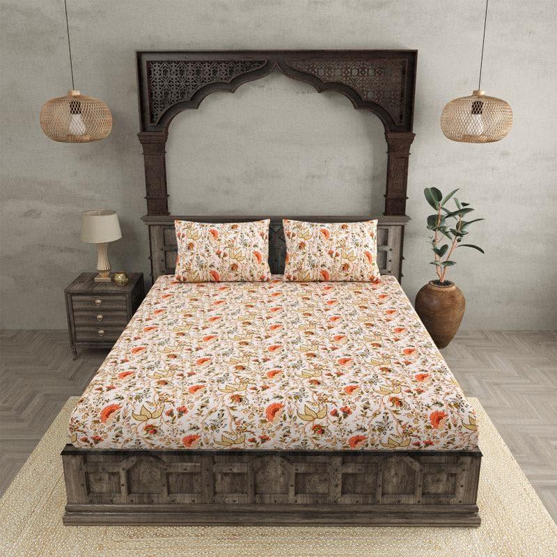 Buy Samina Printed Bedsheet - Orange Bedsheets from Vaaree