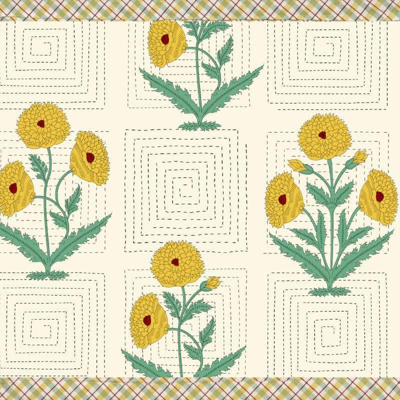 Buy Bedsheets - Sanganeri Floral Bedsheet - Yellow at Vaaree online