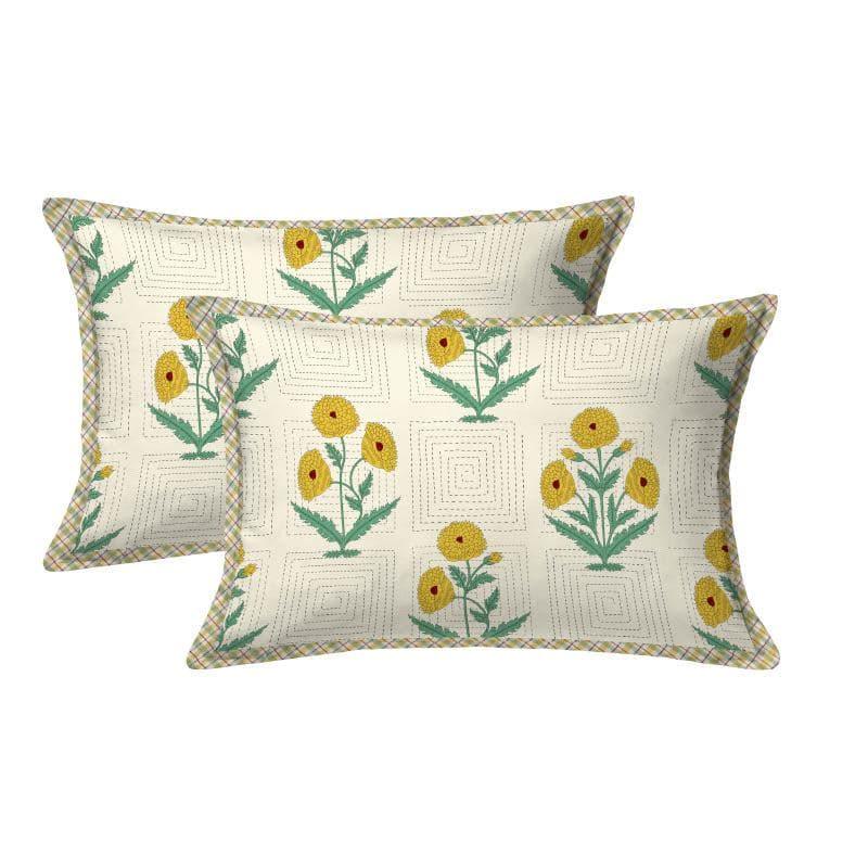 Buy Sanganeri Floral Bedsheet - Yellow Bedsheets from Vaaree