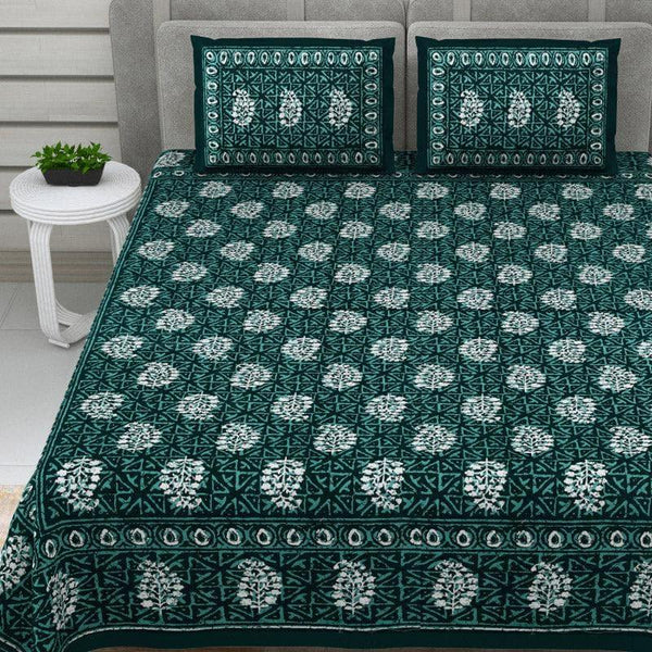 Buy Sanika Printed Bedsheet - Green Bedsheets from Vaaree