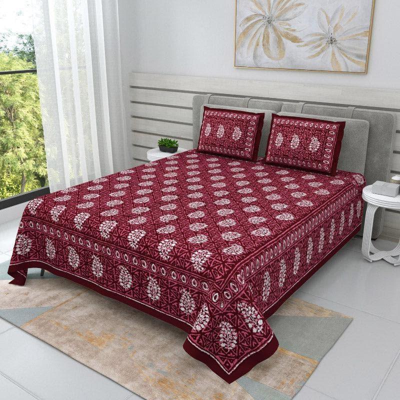 Buy Sanika Printed Bedsheet - Maroon Bedsheets from Vaaree