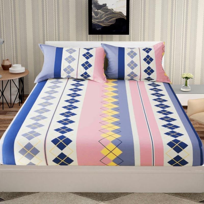 Bedsheets - Sanvi Geometric Bedsheet - Pink