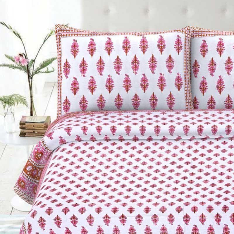 Bedsheets - Sarique Printed Bedsheet - Pink