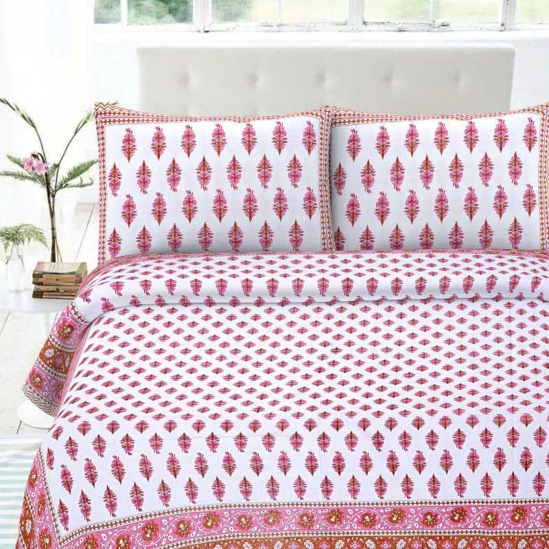 Bedsheets - Sarique Printed Bedsheet - Pink