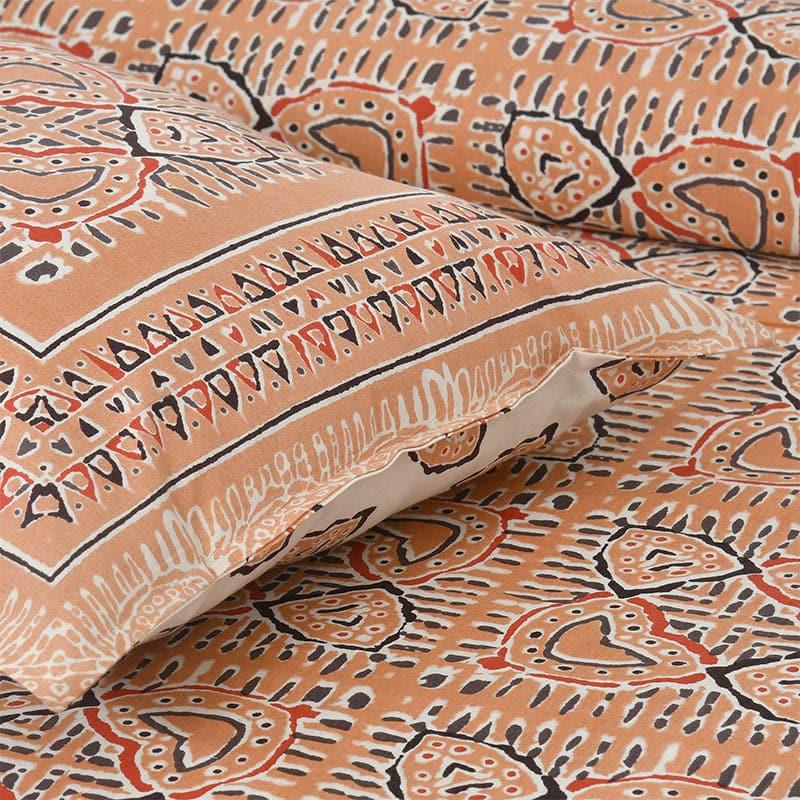 Buy Seijun Mural Bedsheet - Orange Bedsheets from Vaaree