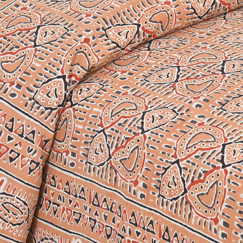 Buy Seijun Mural Bedsheet - Orange Bedsheets from Vaaree