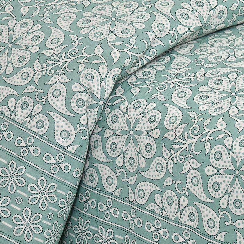 Buy Seinara Floral Bedsheet - Aqua Bedsheets from Vaaree