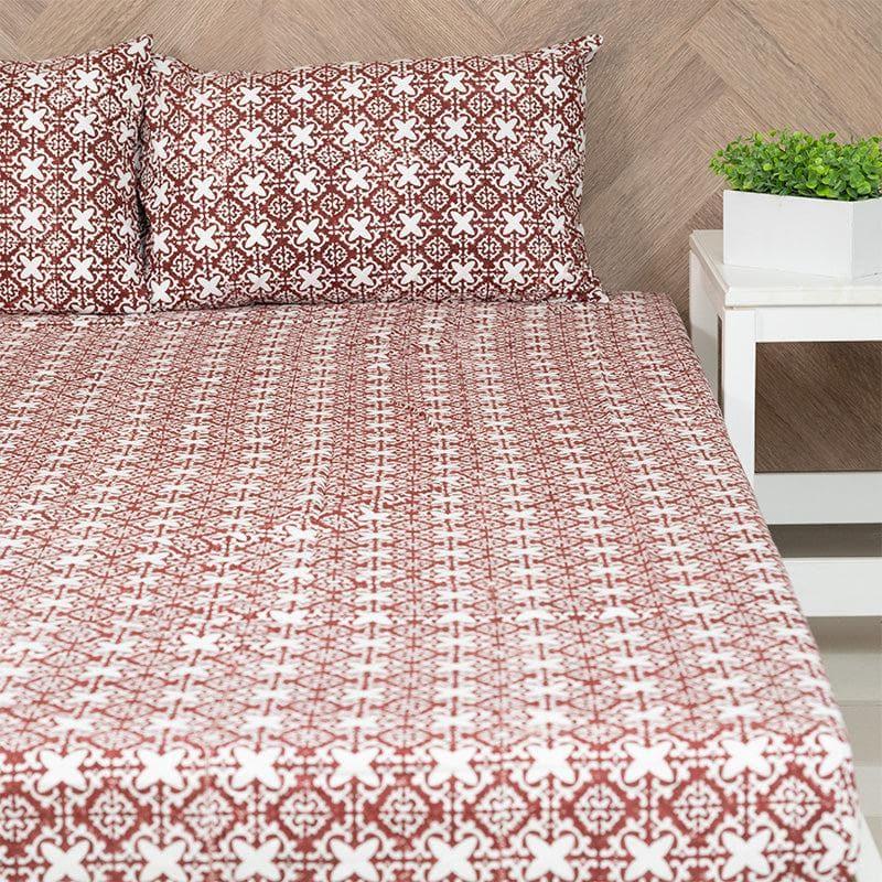 Buy Seraphic Ethnic Printed Bedsheet - Maroon Bedsheets from Vaaree