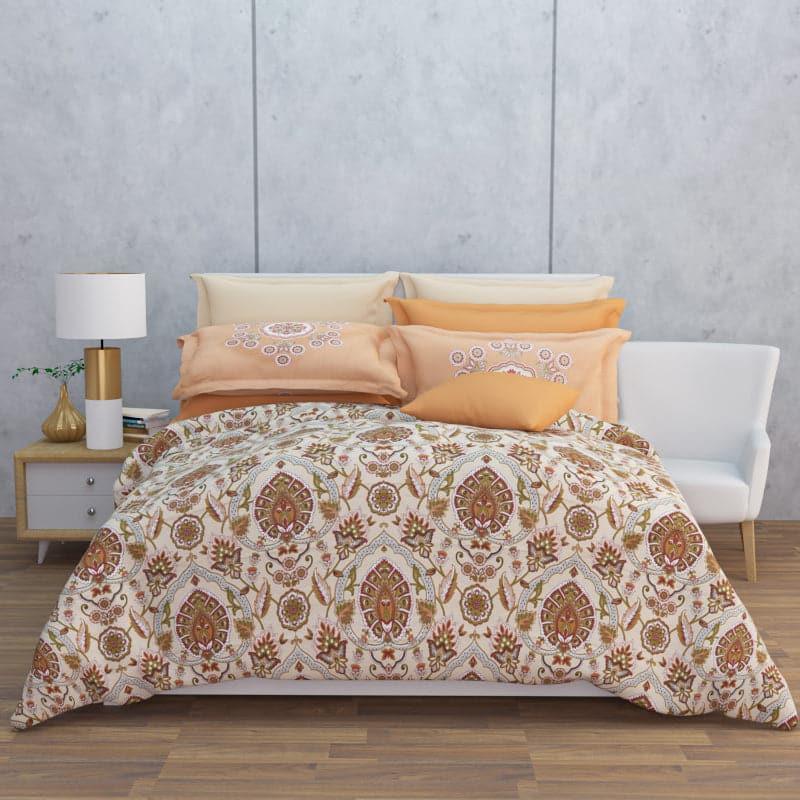 Buy Serene Soft Floral Bedsheet - Peach & Brown Bedsheets from Vaaree