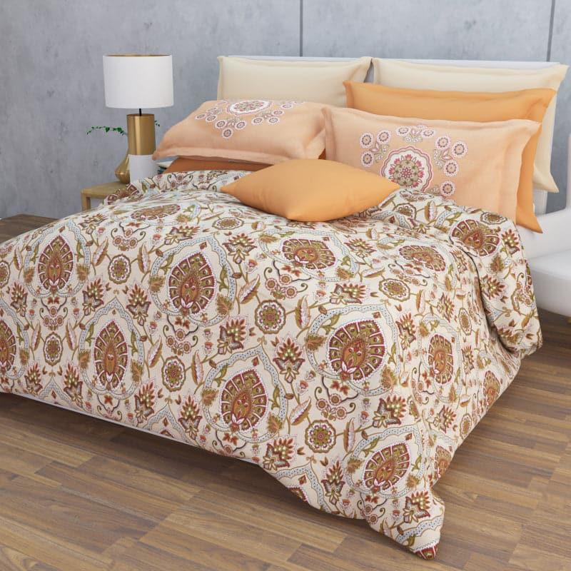 Buy Serene Soft Floral Bedsheet - Peach & Brown Bedsheets from Vaaree