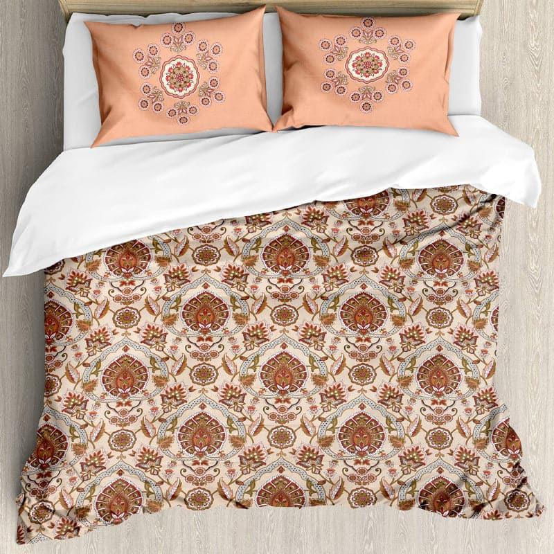 Buy Serene Soft Floral Bedsheet - Peach & Brown Bedsheets from Vaaree