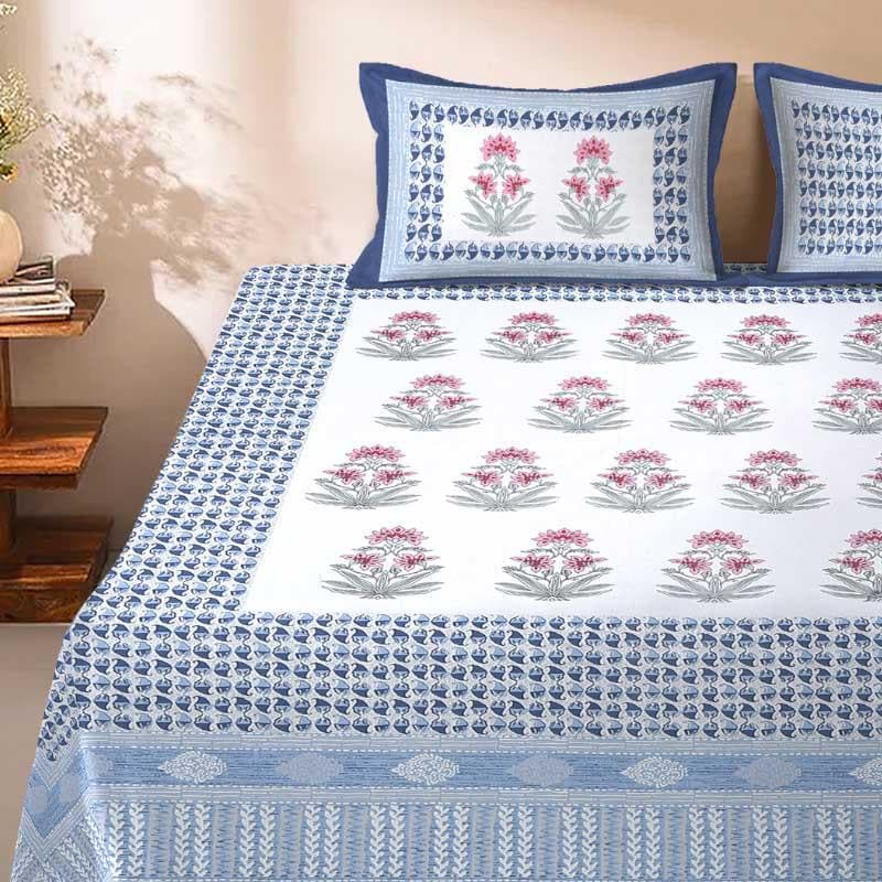 Buy Serene Splendor Bedsheet - Blue Bedsheets from Vaaree