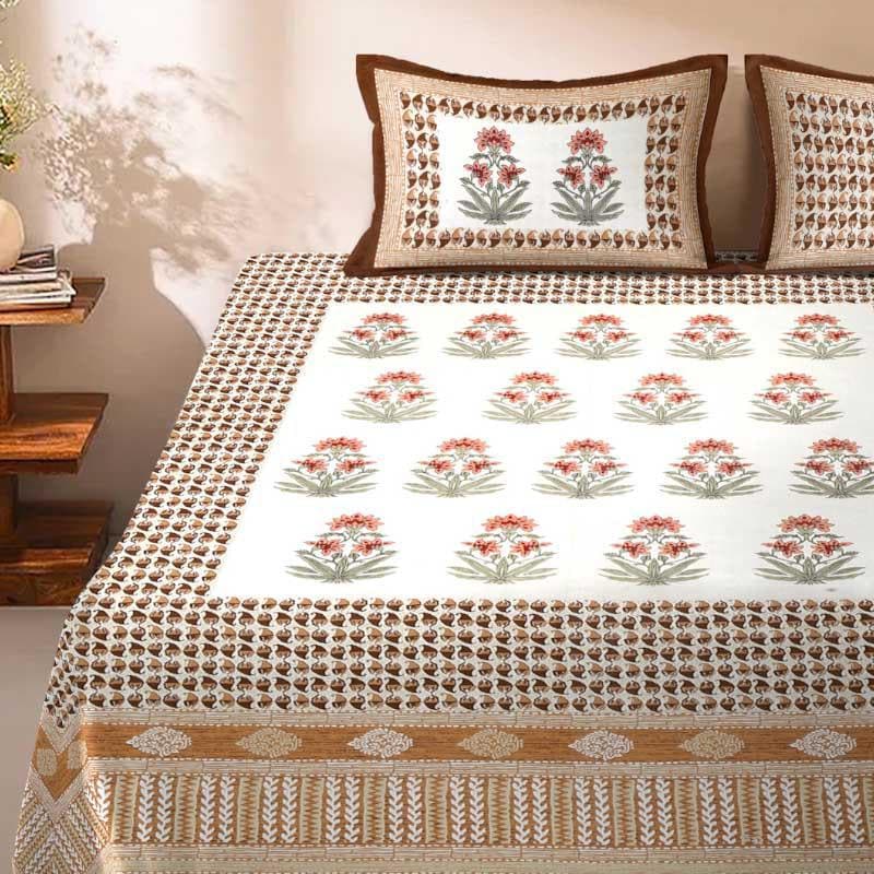 Buy Serene Splendor Bedsheet - Brown Bedsheets from Vaaree