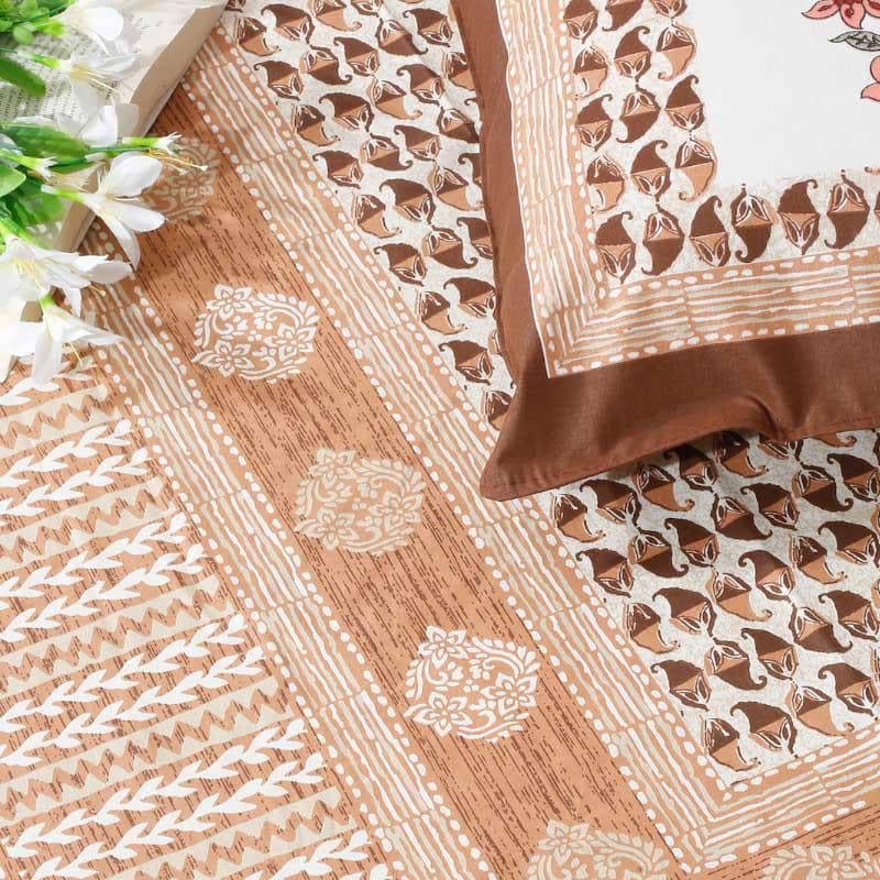 Buy Serene Splendor Bedsheet - Brown Bedsheets from Vaaree