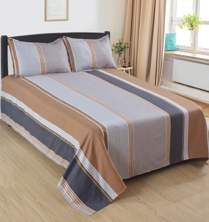 Buy Siesta Stripes Bedsheet - Brown Bedsheets from Vaaree