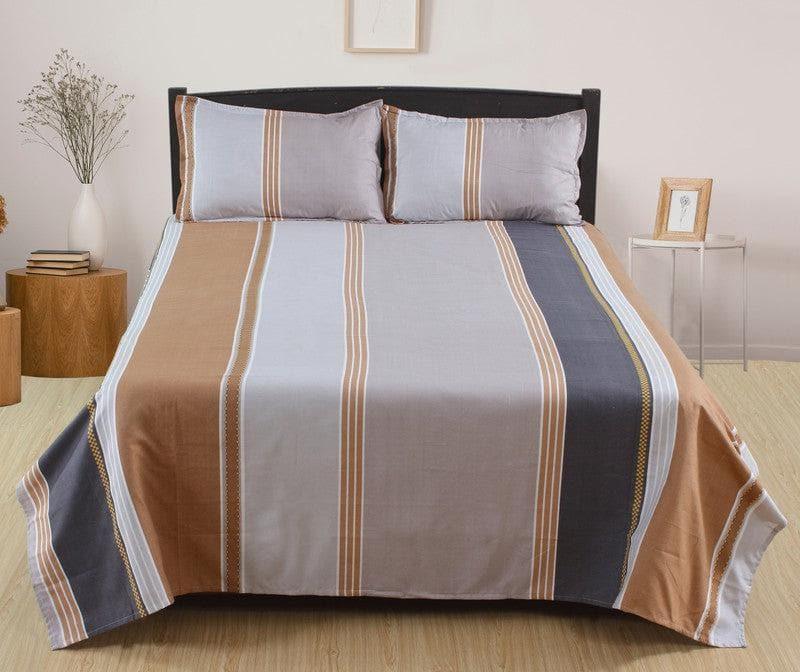 Buy Siesta Stripes Bedsheet - Brown Bedsheets from Vaaree