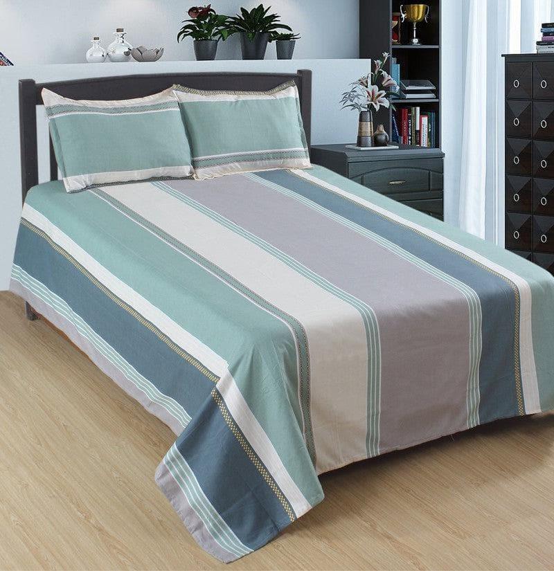 Buy Siesta Stripes Bedsheet - Sage Green Bedsheets from Vaaree