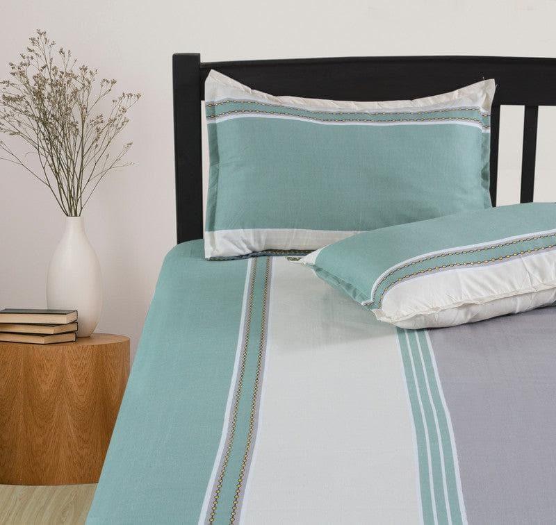 Buy Siesta Stripes Bedsheet - Sage Green Bedsheets from Vaaree