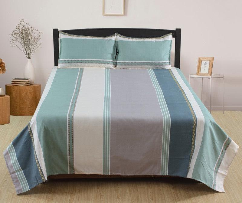 Buy Siesta Stripes Bedsheet - Sage Green Bedsheets from Vaaree