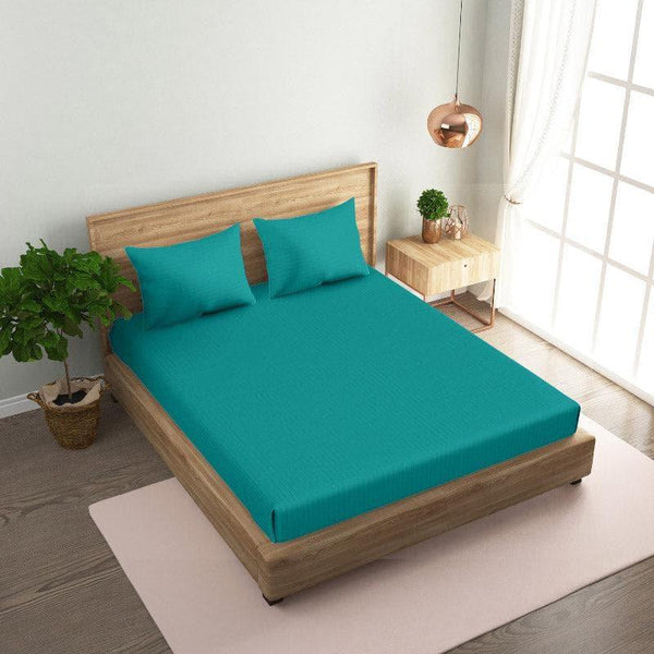 Buy Bedsheets - Slay In Stripes Bedsheet - Turquoise Green at Vaaree online