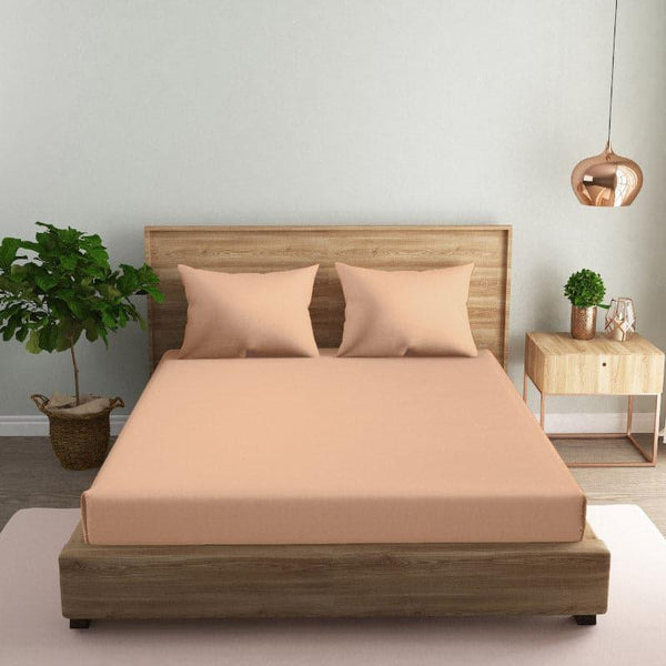 Buy Bedsheets - Sleek Solid Bedsheet - Peach at Vaaree online