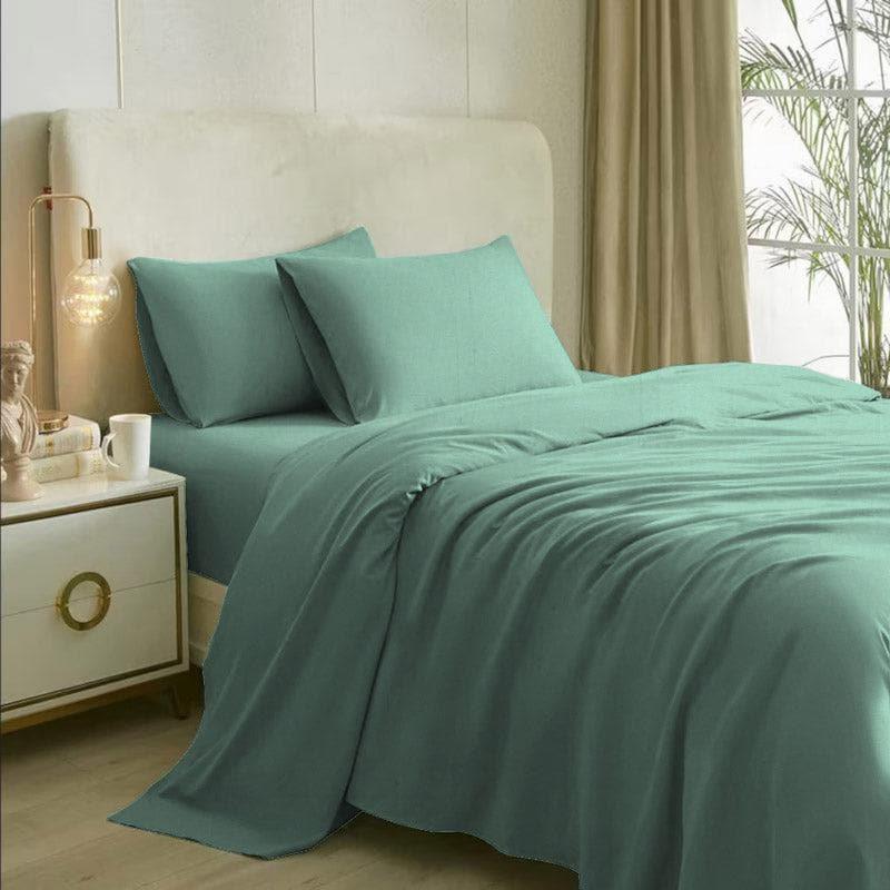 Buy Solid Elegance Bedsheet - Aqua Green Bedsheets from Vaaree