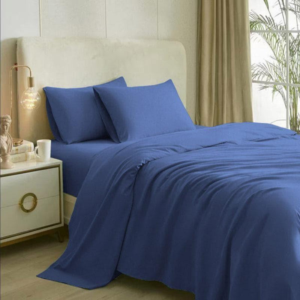 Bedsheets - Solid Elegance Bedsheet - Mid Blue