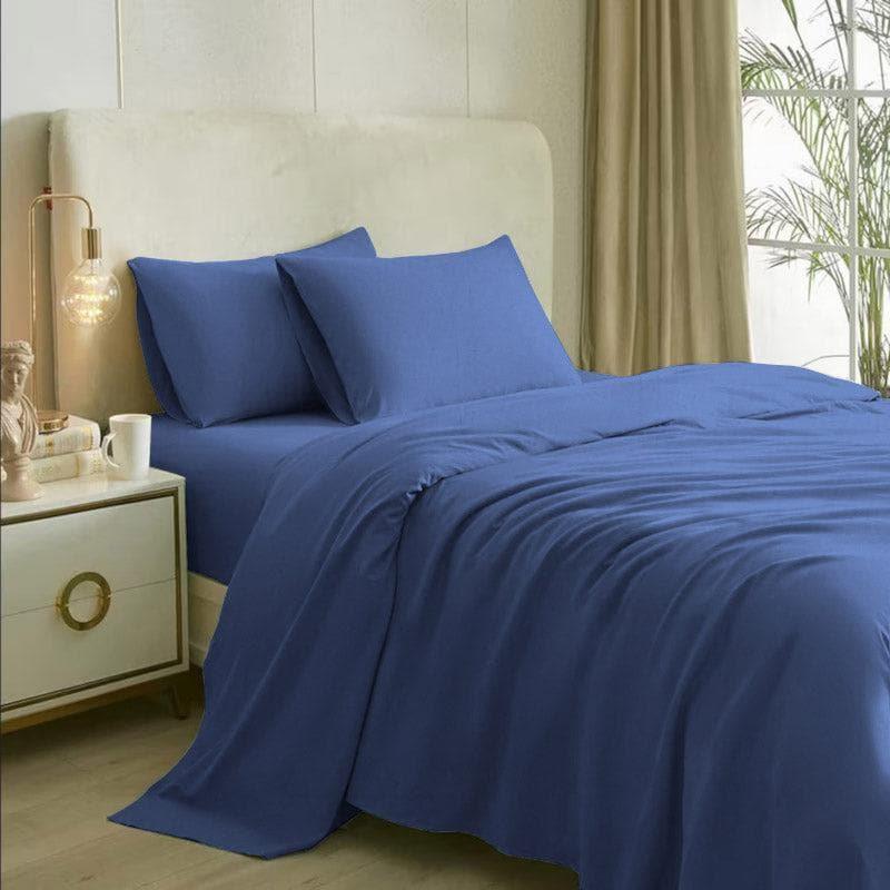 Buy Solid Elegance Bedsheet - Mid Blue Bedsheets from Vaaree