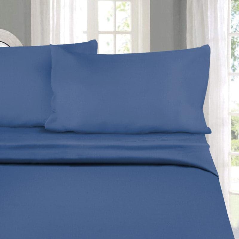 Buy Solid Elegance Bedsheet - Mid Blue Bedsheets from Vaaree