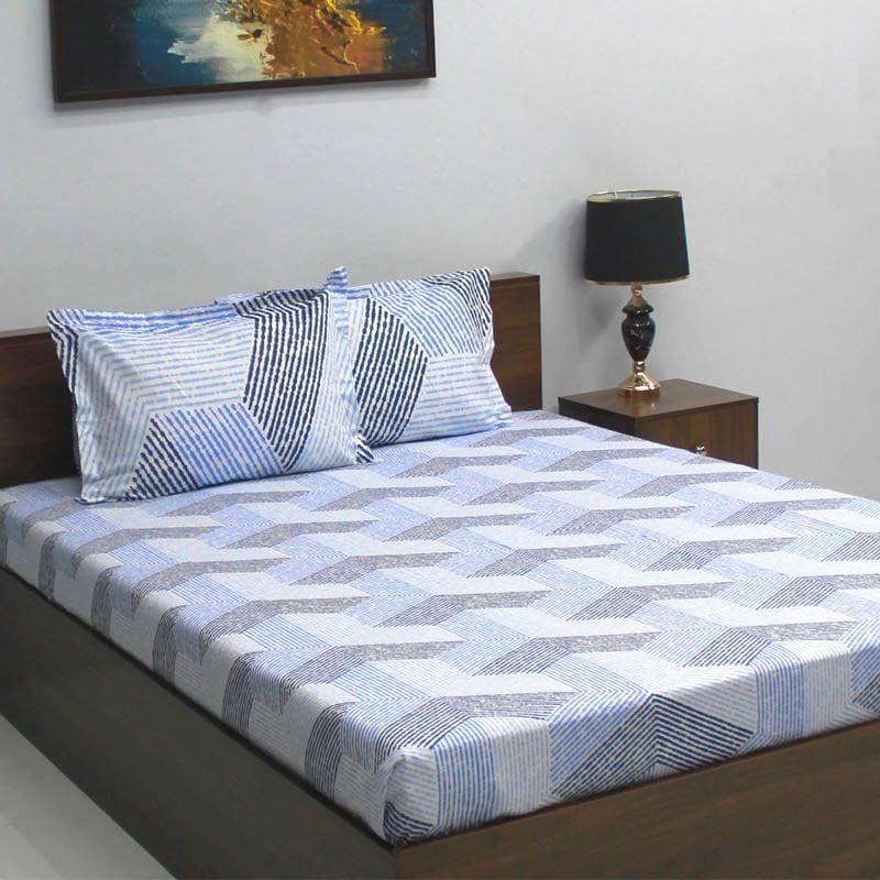 Buy Streamline Symphony Bedsheet - Blue & Grey Bedsheets from Vaaree