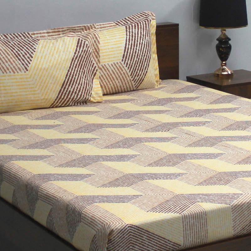 Buy Streamline Symphony Bedsheet - Yellow & Brown Bedsheets from Vaaree