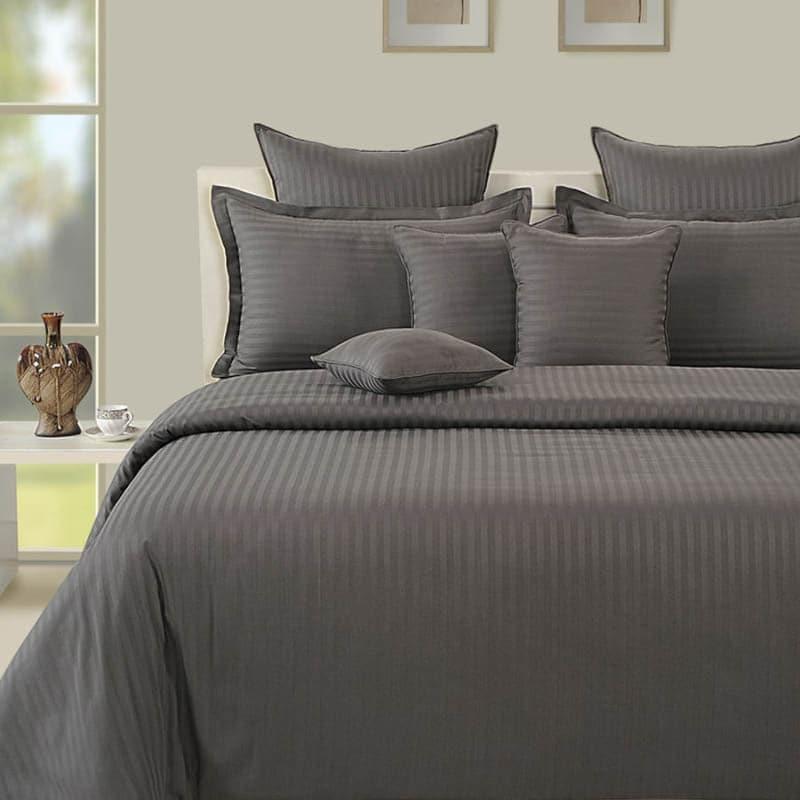 Buy Stripe Serenade Bedsheet - Grey Bedsheets from Vaaree