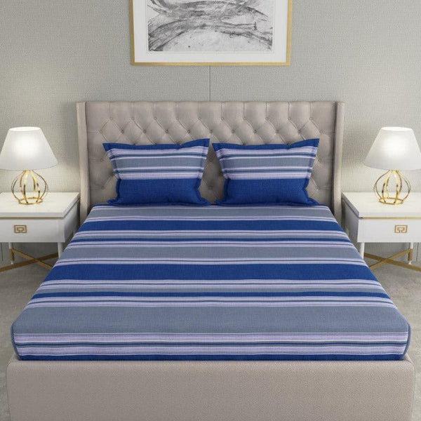 Buy Stripe Stream Bedsheet - Blue Bedsheets from Vaaree