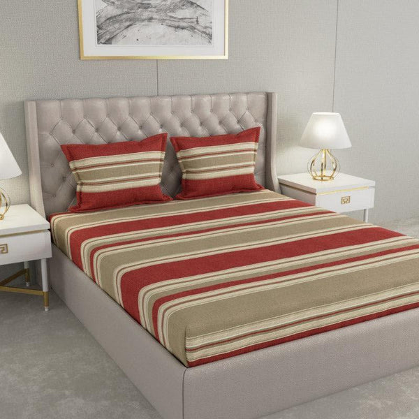 Buy Stripe Stream Bedsheet - Red Bedsheets from Vaaree