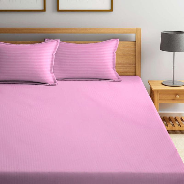 Bedsheets - Striped Wonder Bedsheet- Light Pink