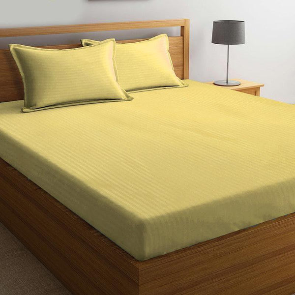 Bedsheets - Striped Wonder Bedsheet - Pastel Yellow